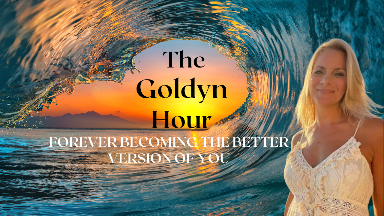 The Goldyn Hour show artwork: a golden sunset over the ocean, framed by a cresting wave