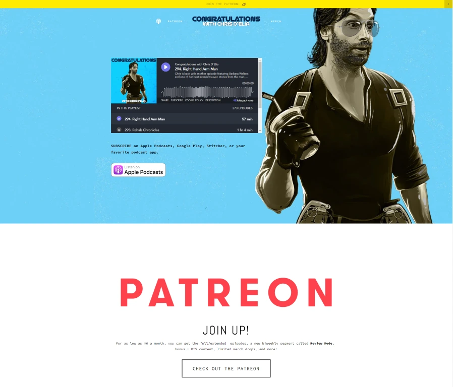 Congratulations with Chris D'Elia podcast website template