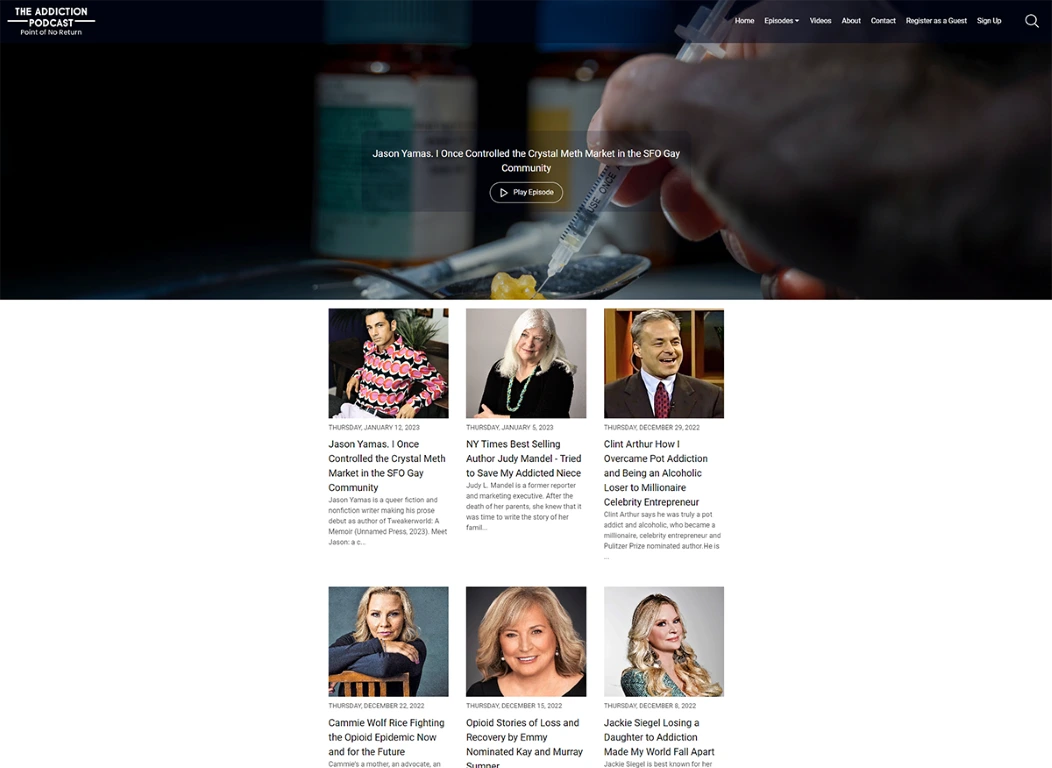 the addiction podcast website template
