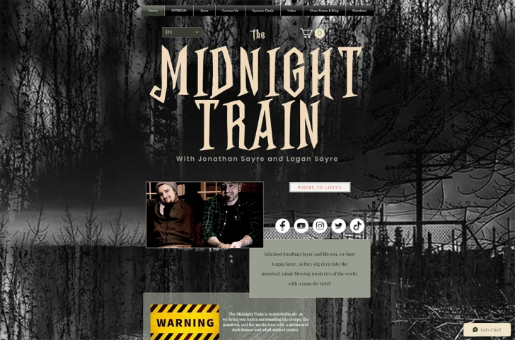 the midnight train podcast website template