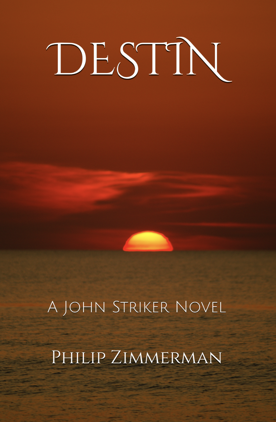 DESTIN: A John Striker Novel — book cover with sunset over the Gulf